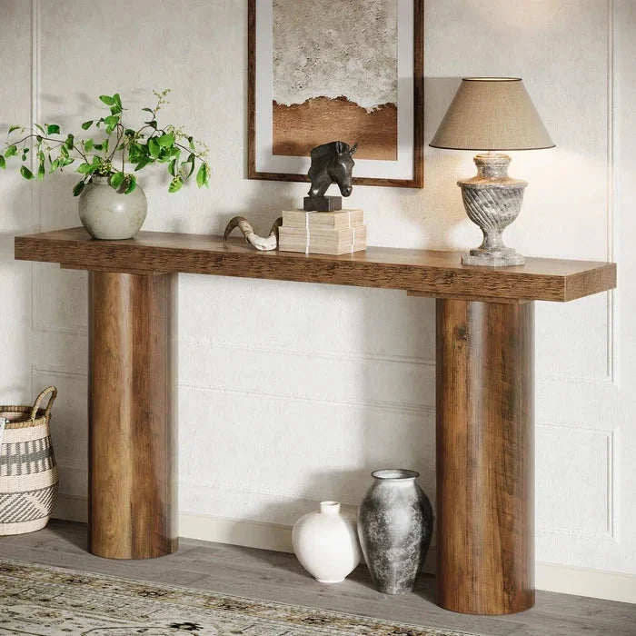 160cm Console Table, Long Rustic Sofa Table Bar Table