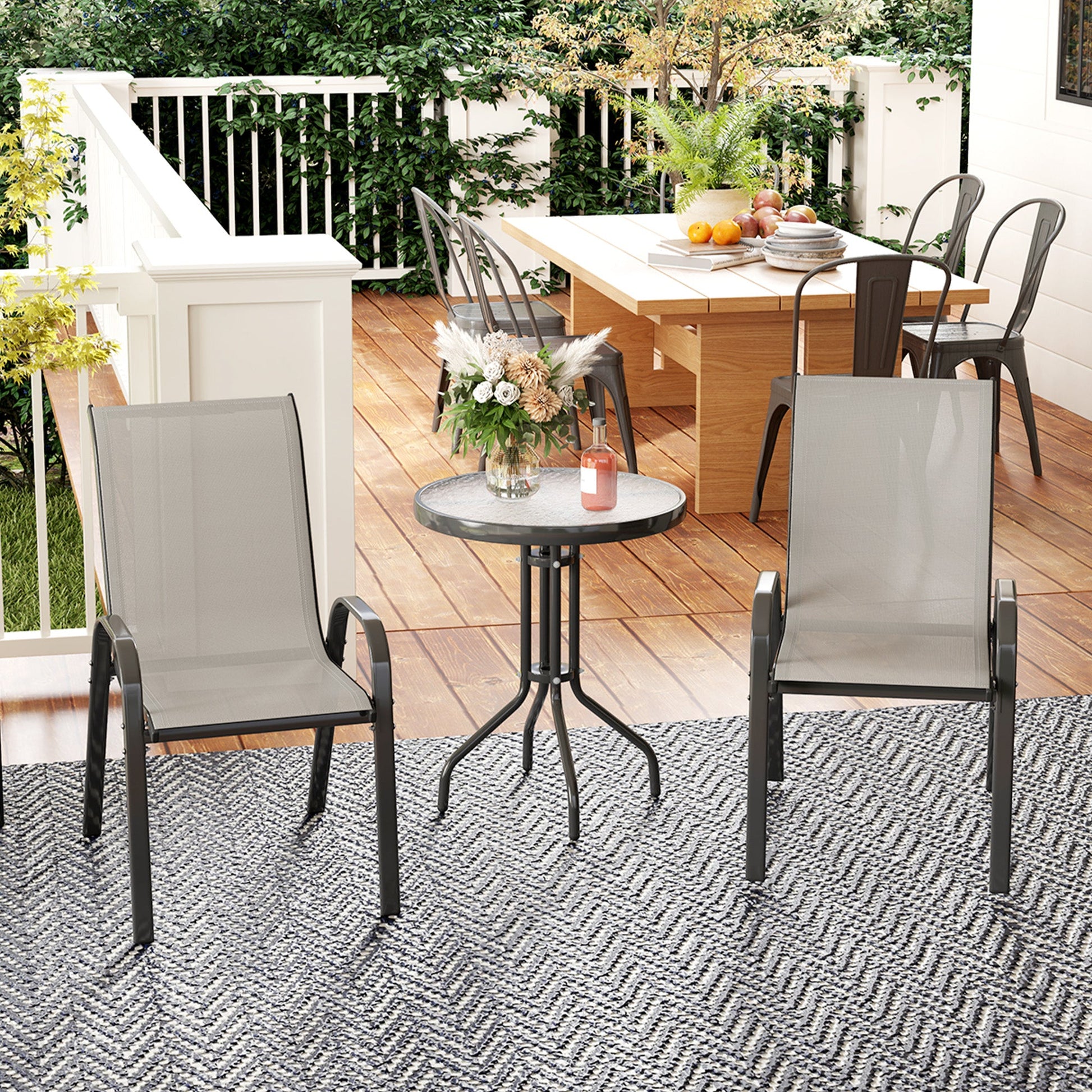 Three-Piece Outdoor Garden Set - Light Grey
