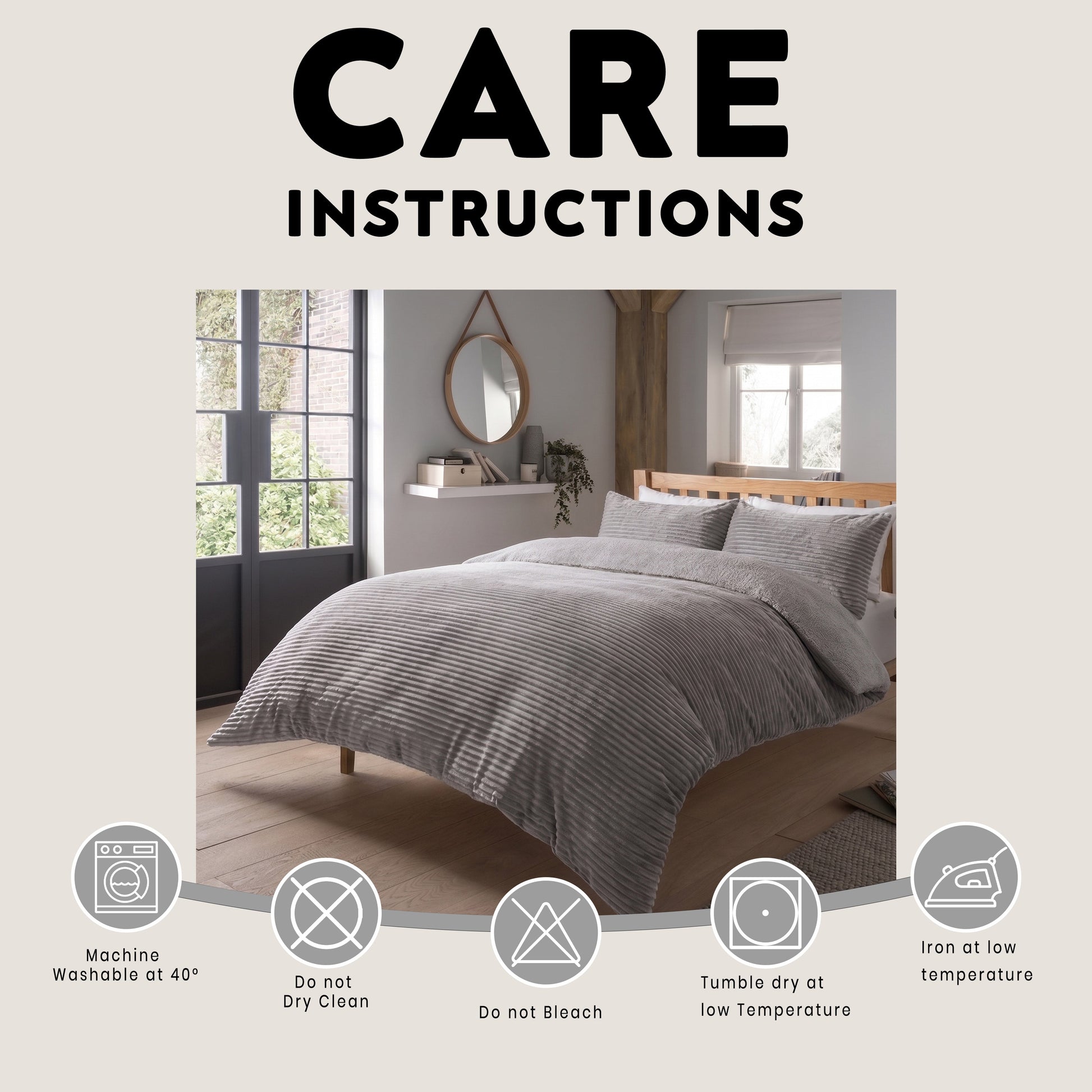 OLIVIA ROCCO Ribbed Fleece Reversible Teddy Duvet Set OEKO-TEX Certified Multiple Sizes