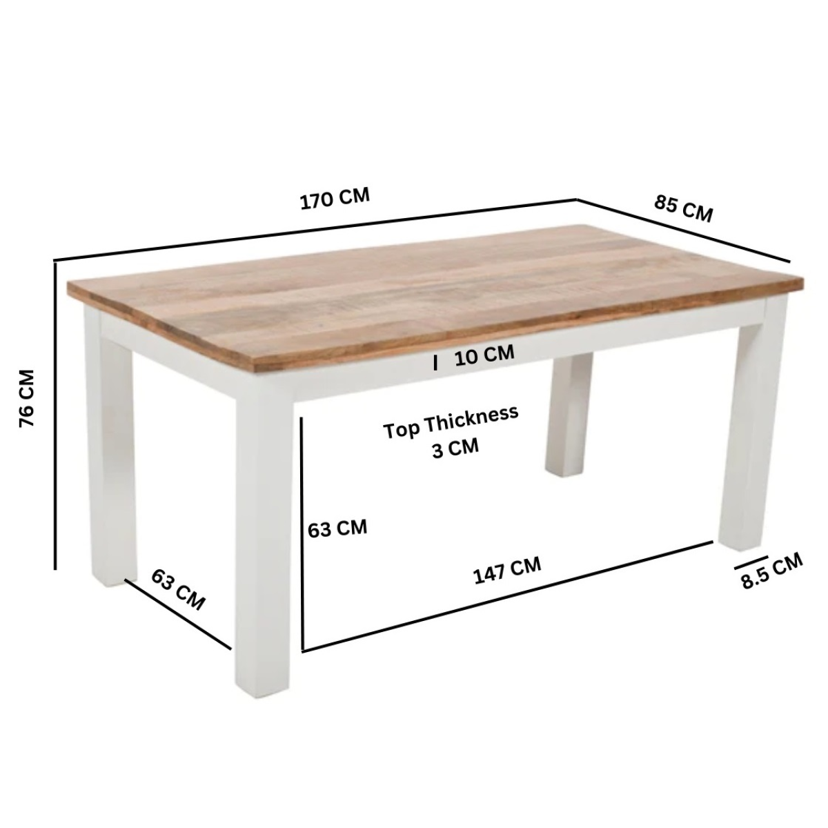 Dining Table 170cm Solid Mango Wood