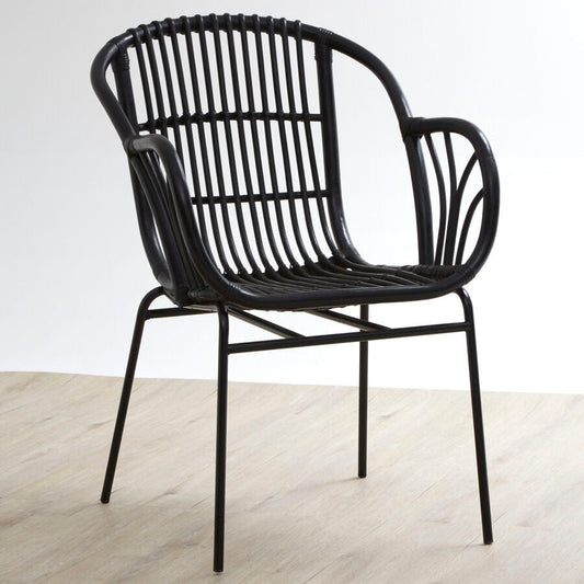 Lagom Black Rattan Chair with Metal Legs