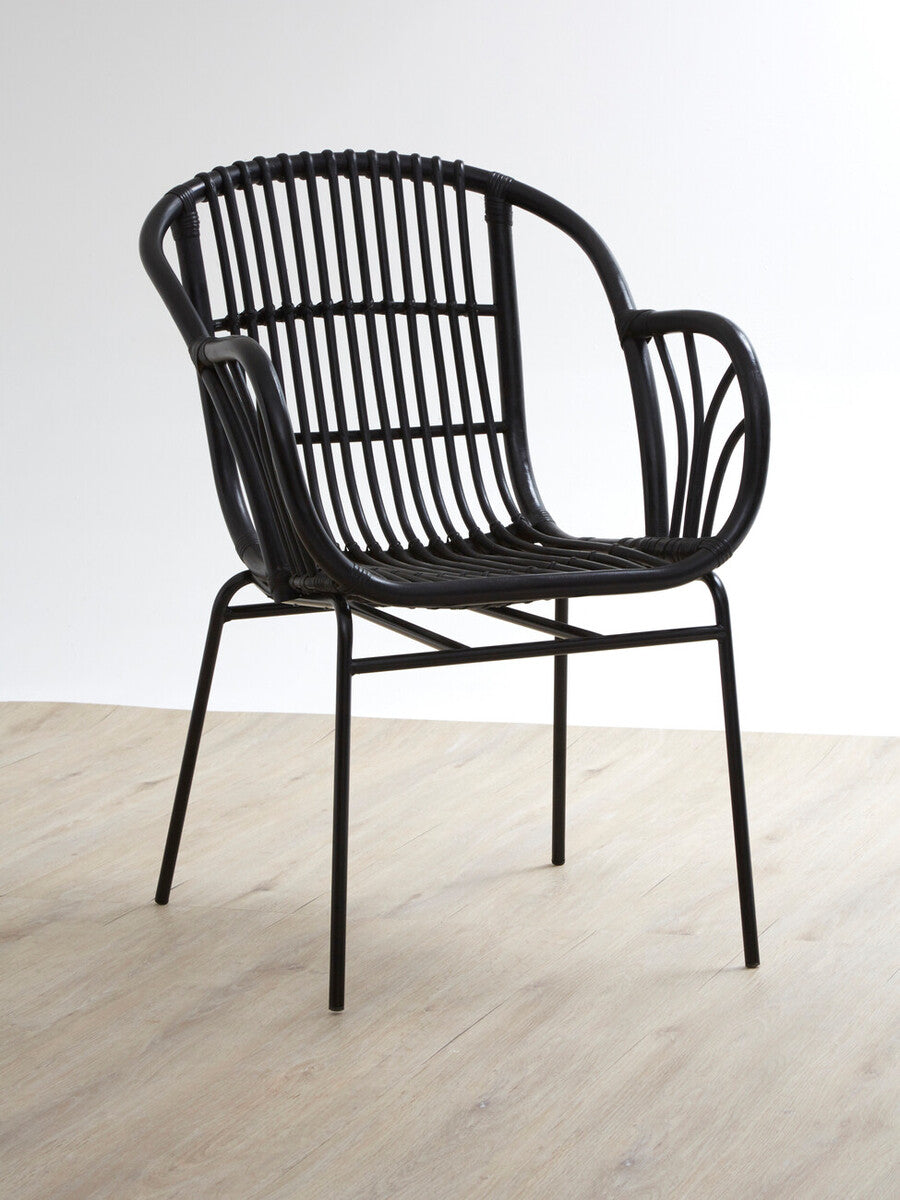 Lagom Black Rattan Chair with Metal Legs