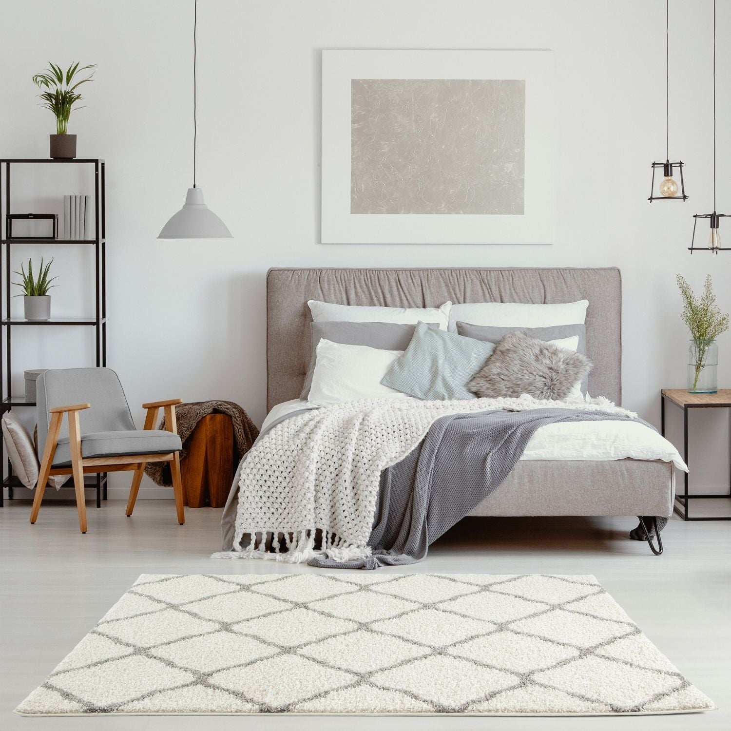 Moroccan Ivory Shaggy Rug | 700