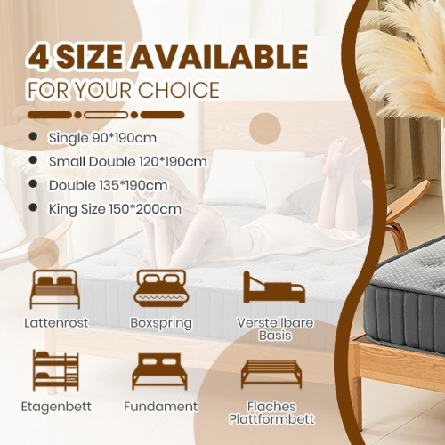 Good Night 18cm Medium Firm Memory Foam and Bonnell Spring Mattress – Pressure Relief, Cooler Sleep - Single Bed