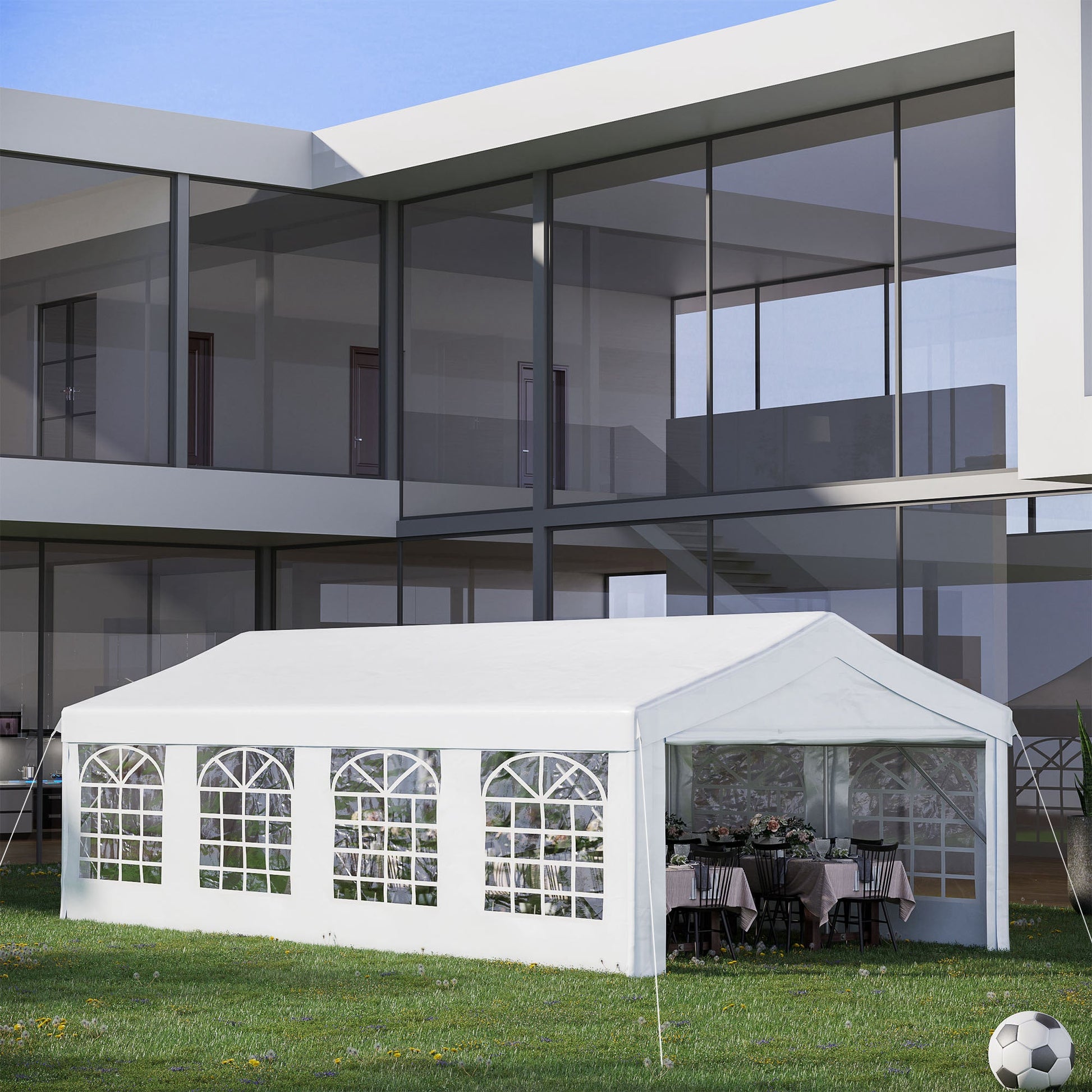 8m x 4m Garden Gazebo Marquee Party Tent Wedding Portable Garage Carport Event shelter Car Canopy Outdoor Heavy Duty Steel Frame Waterproof Rot Resistant