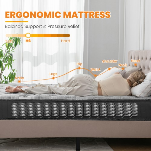 Good Night 18cm Medium Firm Memory Foam and Bonnell Spring Mattress – Pressure Relief, Cooler Sleep - Double Bed