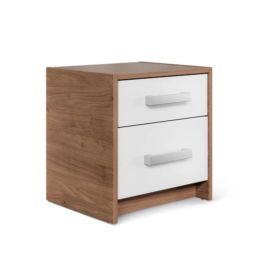 Bedside Table Oakridge 2D - White / Oak