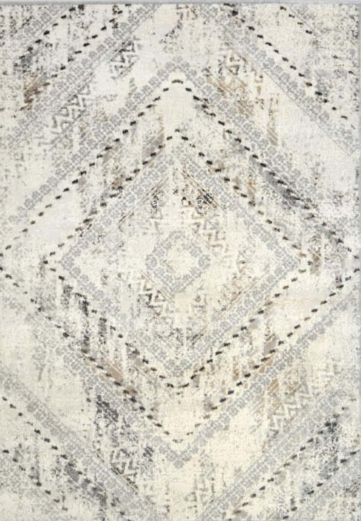 Abstract Vintage Cream & Grey Rug