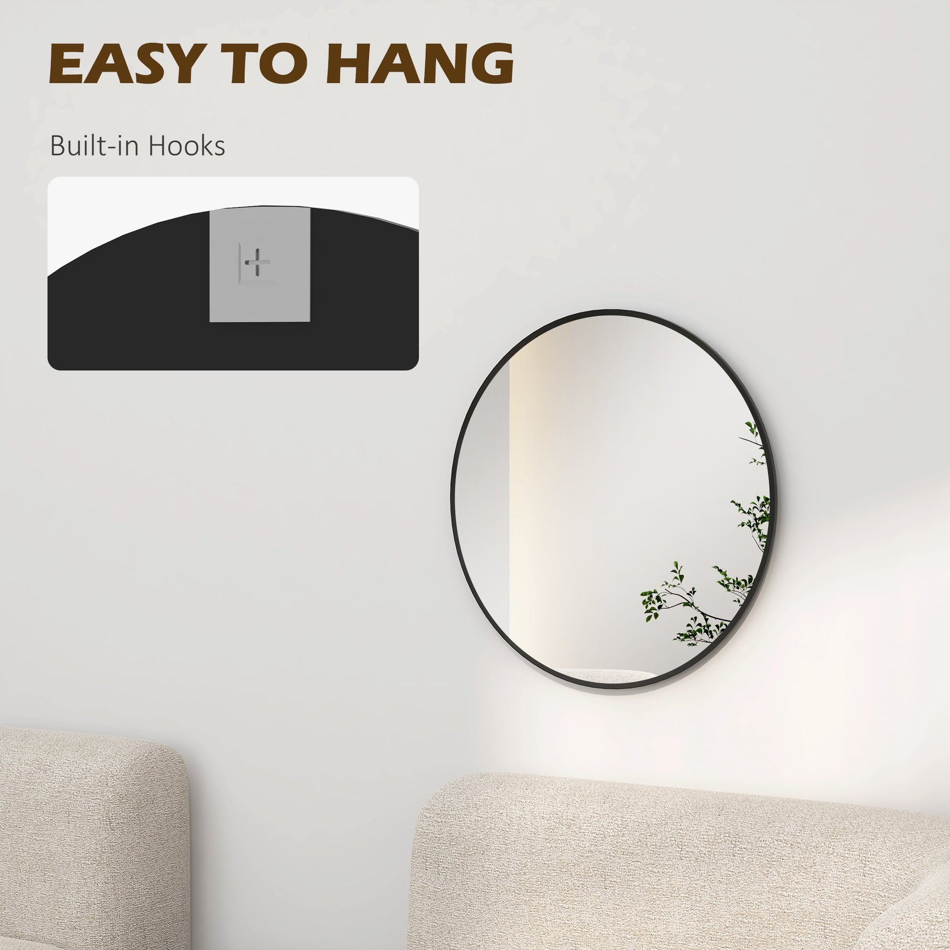 Decorative Wall Mirror for Bedroom Living Room, Modern Round Bathroom Mirror for Home Decor, Black