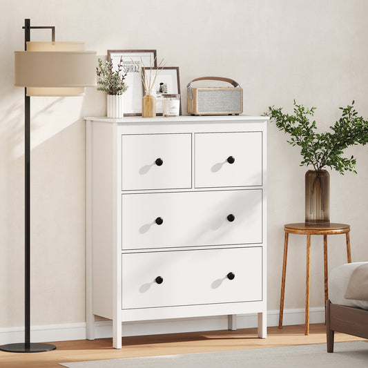 Modern Chest of Drawers, 4 Drawer Dresser Clothes Storage Organiser for Living Room, Hallway, Entryway, White