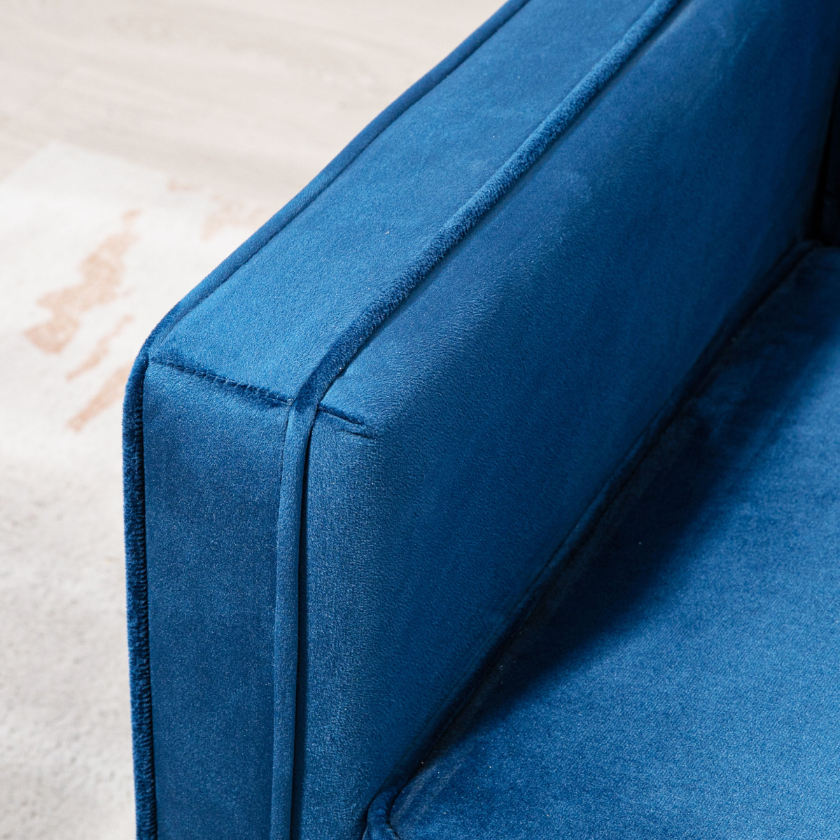 Convertible Sofa Futon Velvet-Touch Tufted Couch Sofa Bed Blue