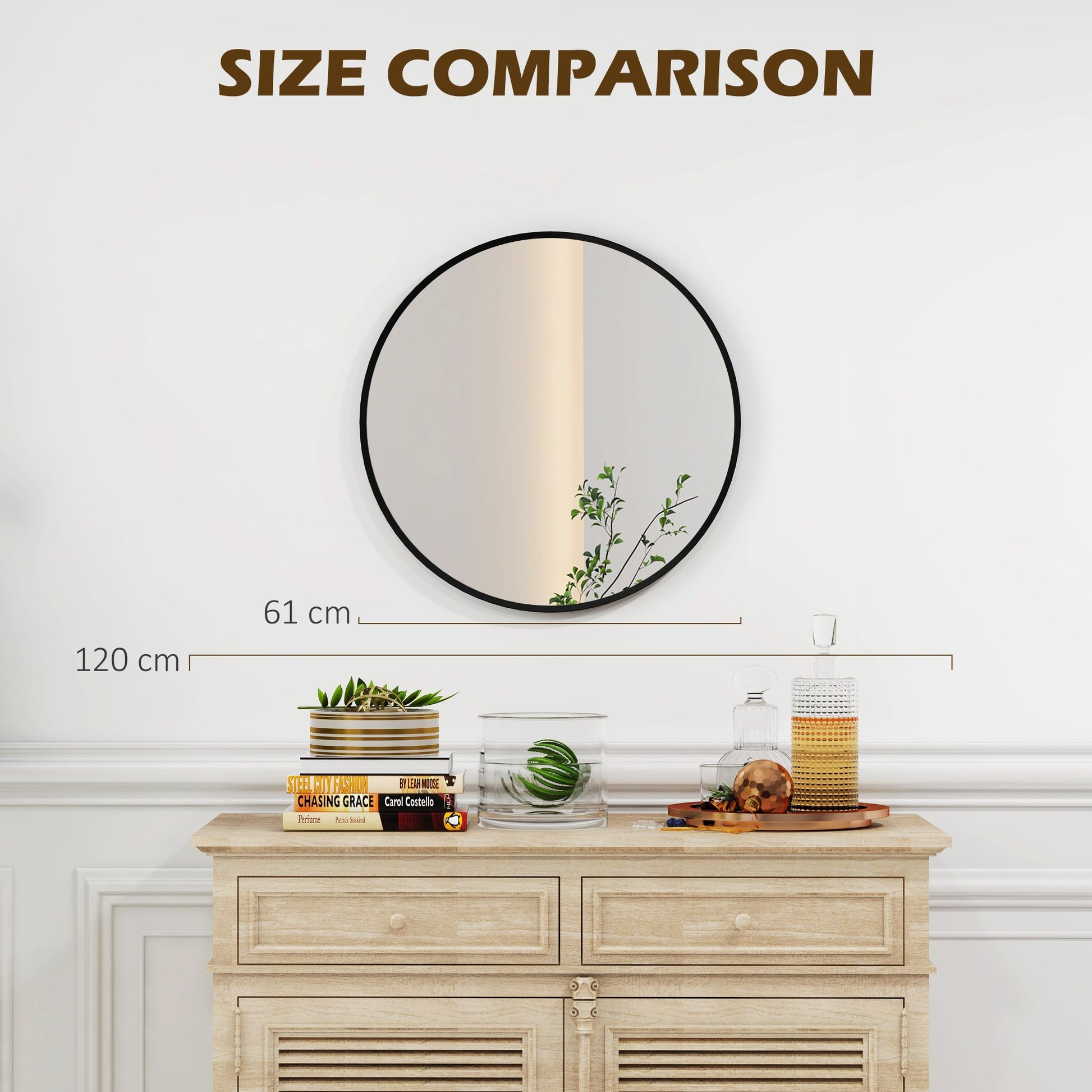 Decorative Wall Mirror for Bedroom Living Room, Modern Round Bathroom Mirror for Home Decor, Black