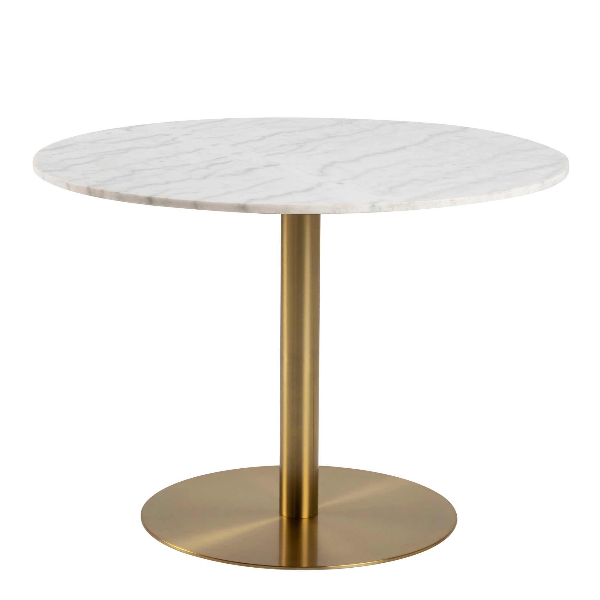 Corby Round Dining Table with White Polished Marble Top & Gold Base inc 4 Brooke Dining Chairs in Taupe