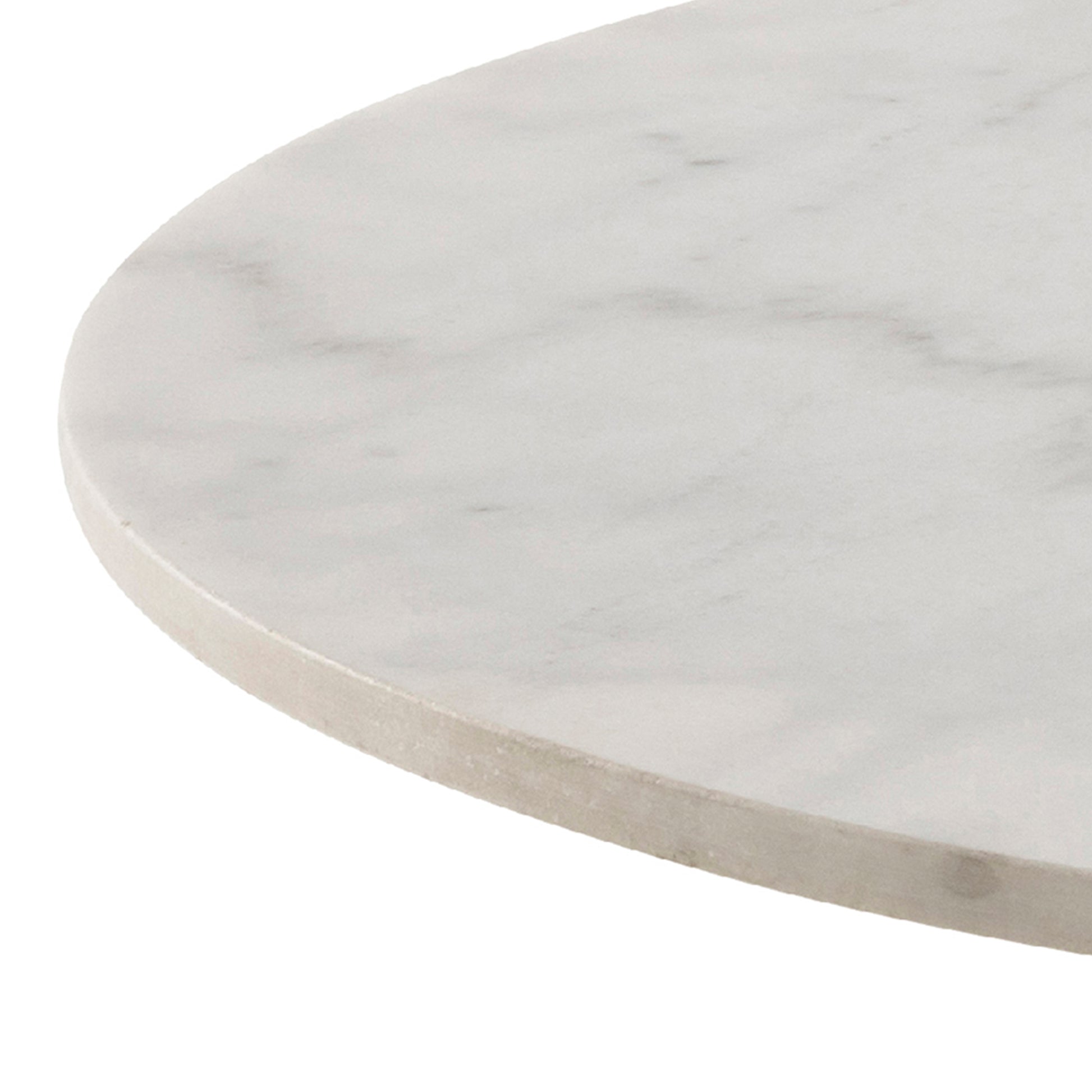 Corby Round Dining Table with White Polished Marble Top & Black Base includes 4 Brooke Dining Chairs in Beige