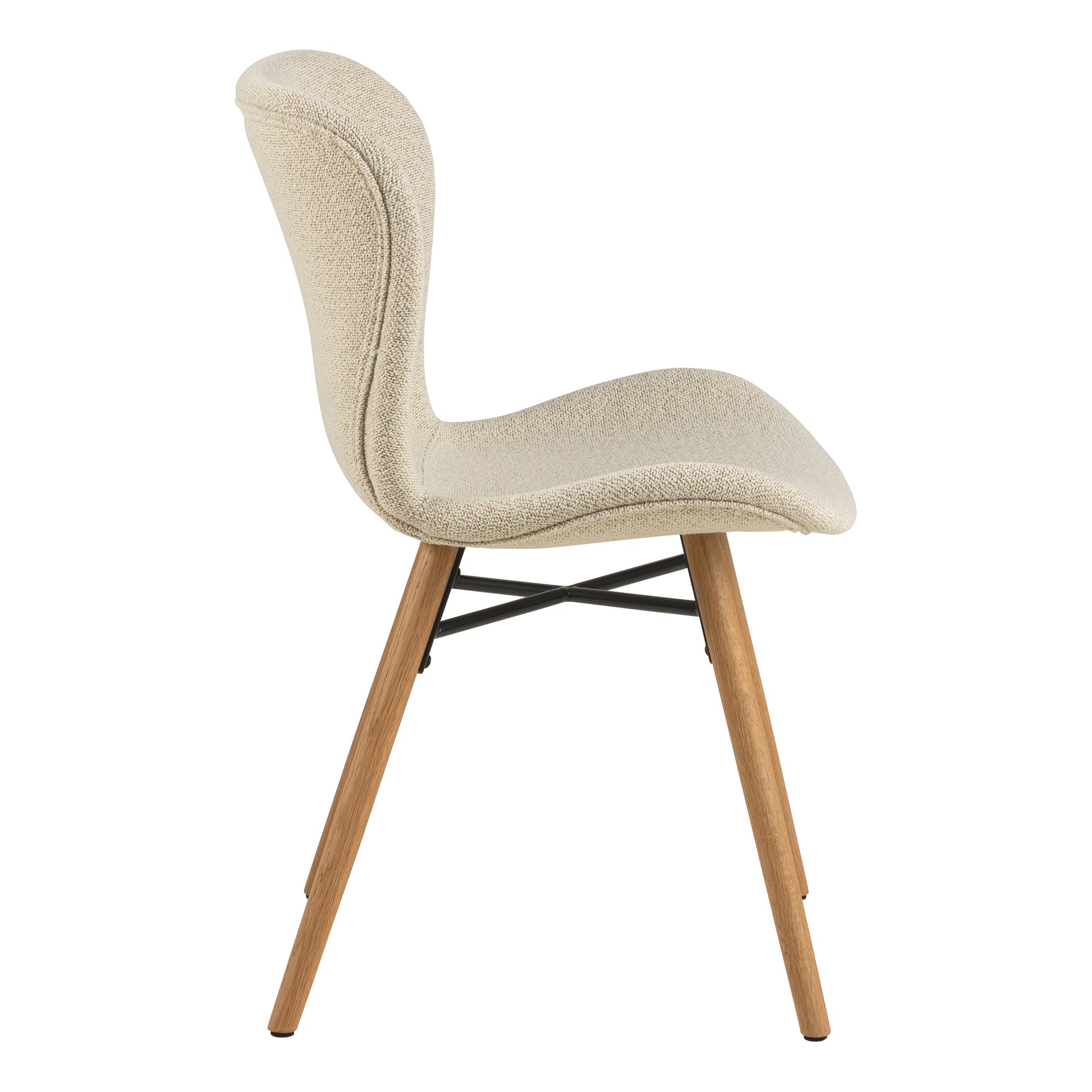 Corby Round Dining Table with White Polished Marble Top & Black Base includes 4 Batilda Dining Chairs in Cream/Oak