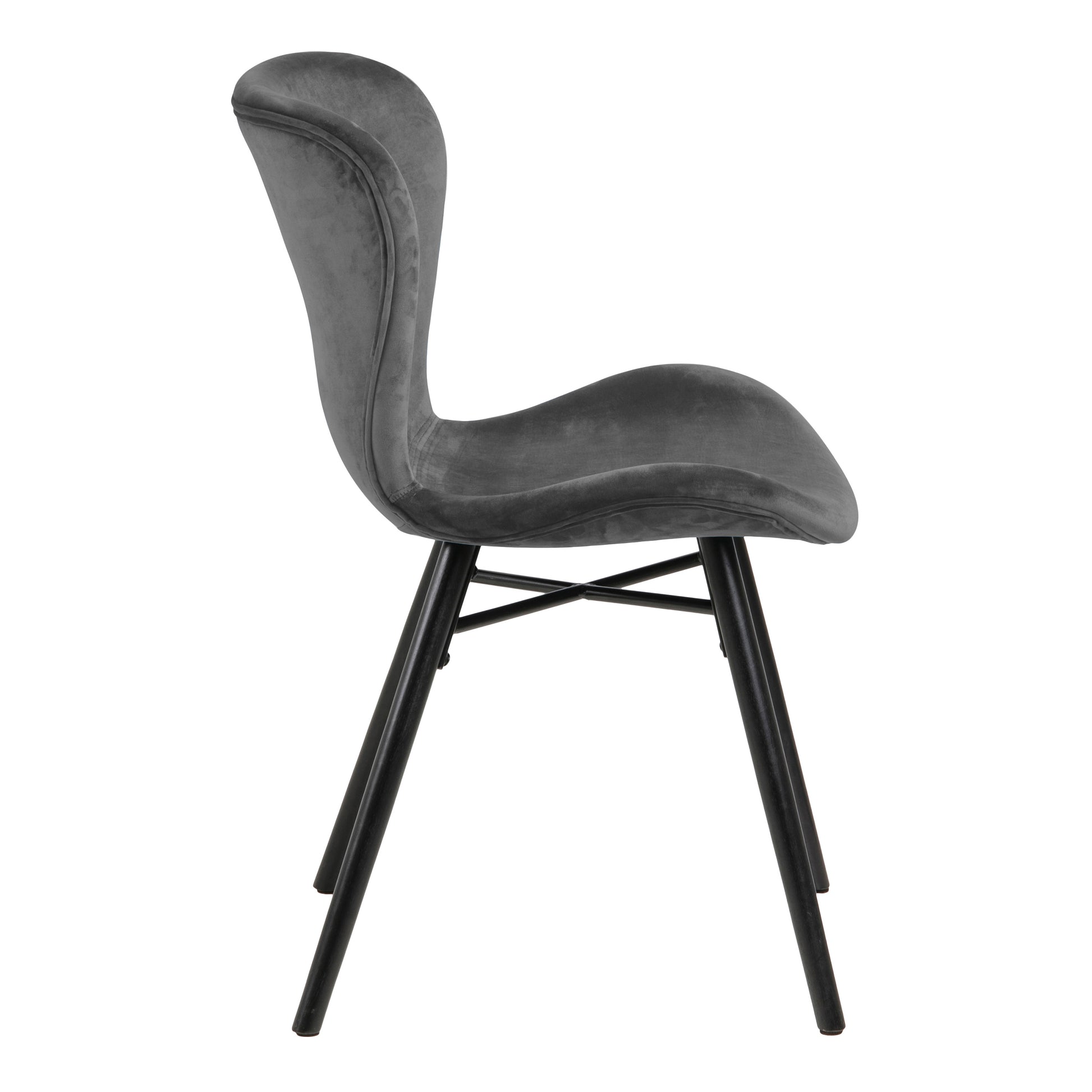 Corby Round Dining Table with White Polished Marble Top & Black Base includes 4 Batilda Dining Chairs in Dark Grey