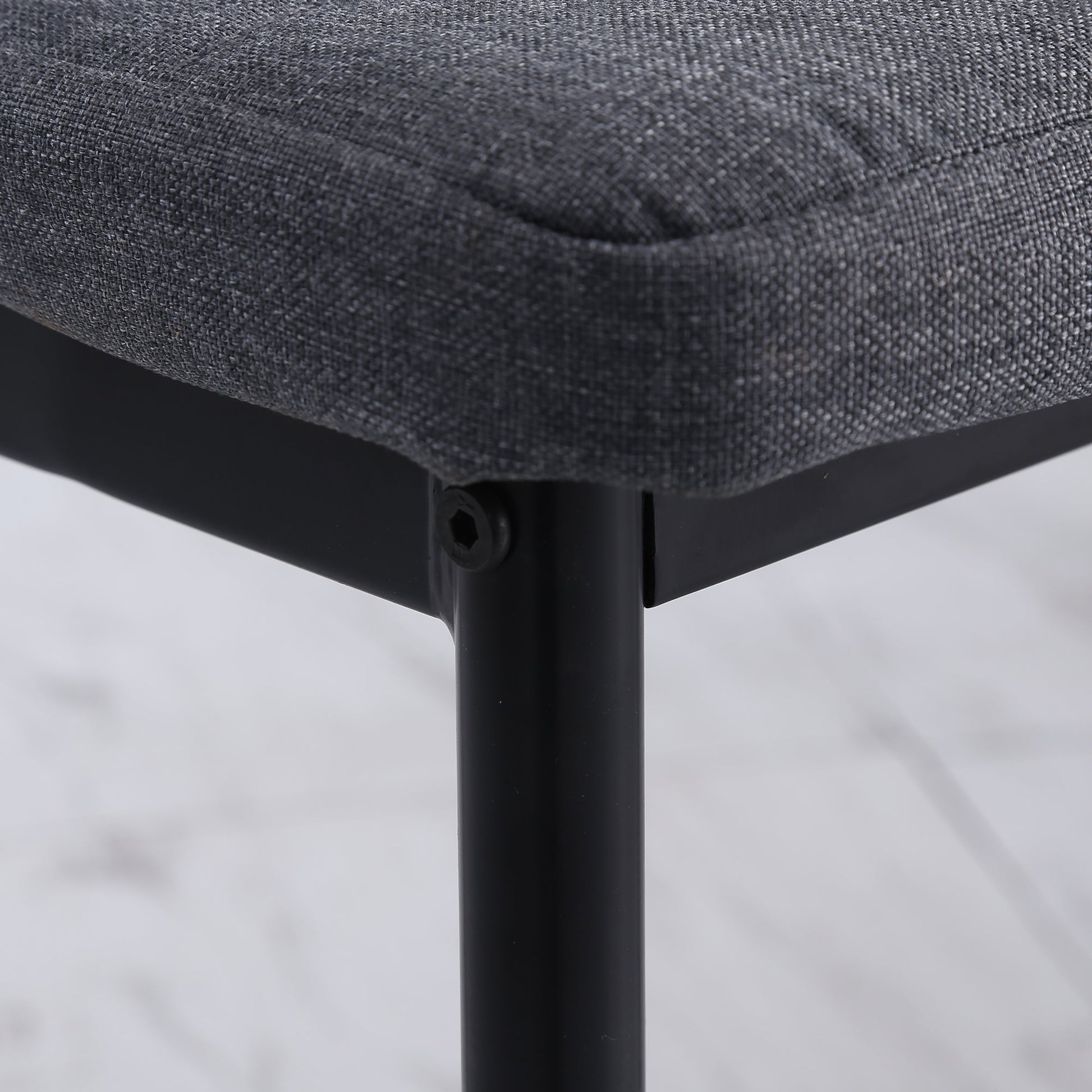High Back Dining Chairs Modern Upholstered Linen-Touch Fabric Accent Chairs with Metal Legs for Kitchen - Grey x4
