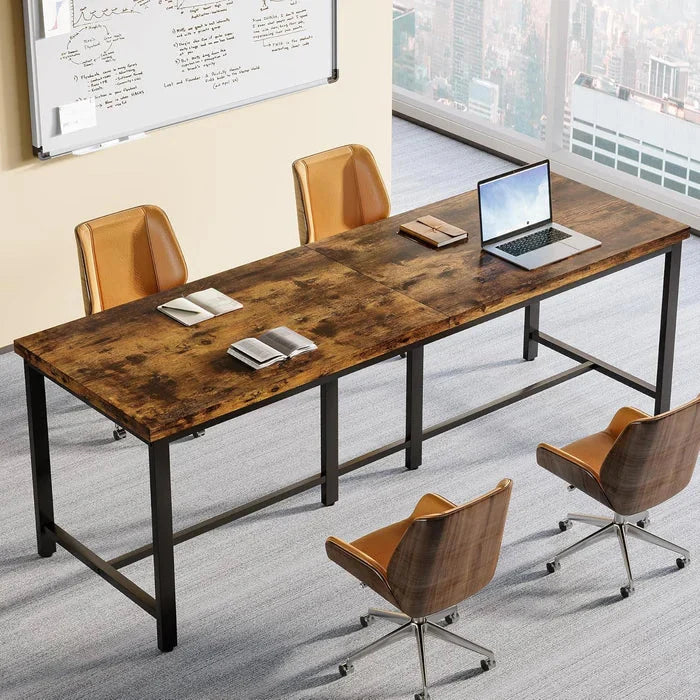 200cm Double Desk - 2-Person Home Office Extra Long Desk with Black Metal Frame