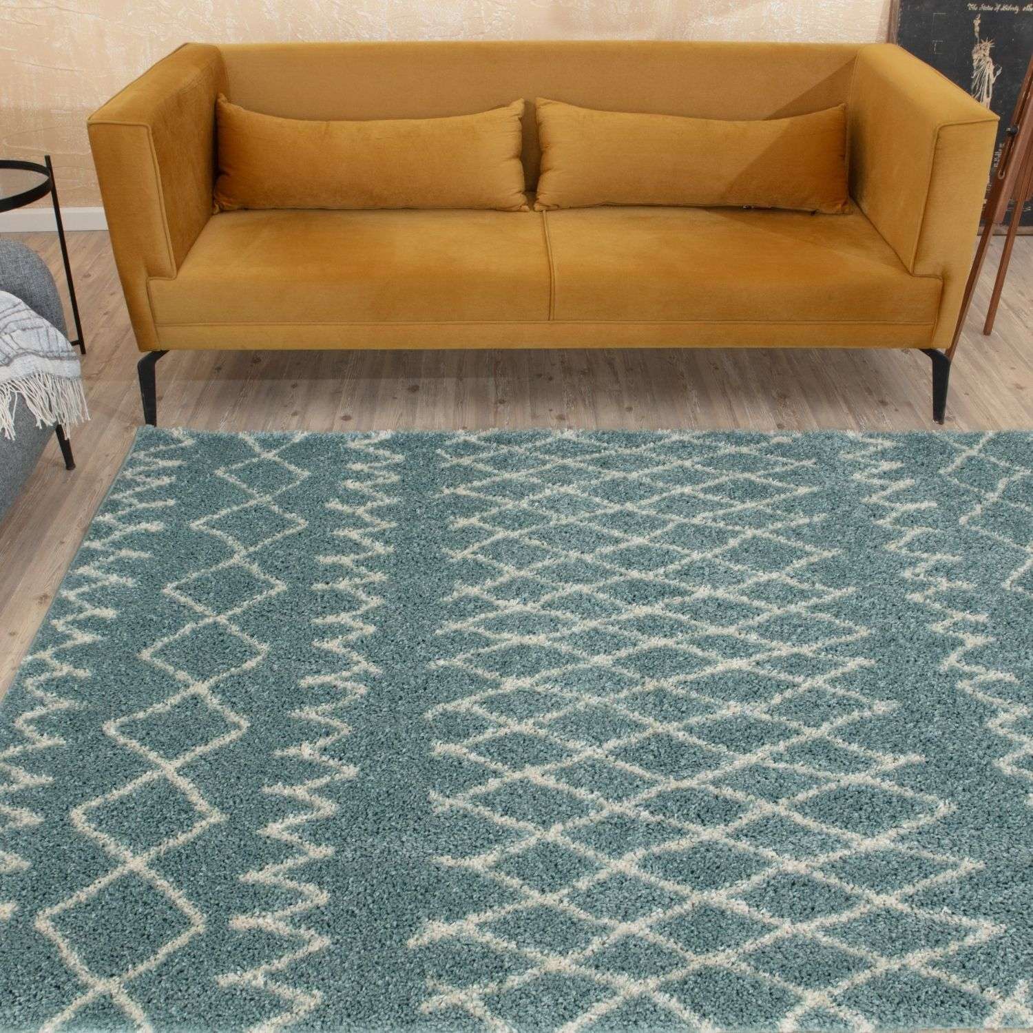 Moroccan Duck Egg Blue Shaggy Rug | 950