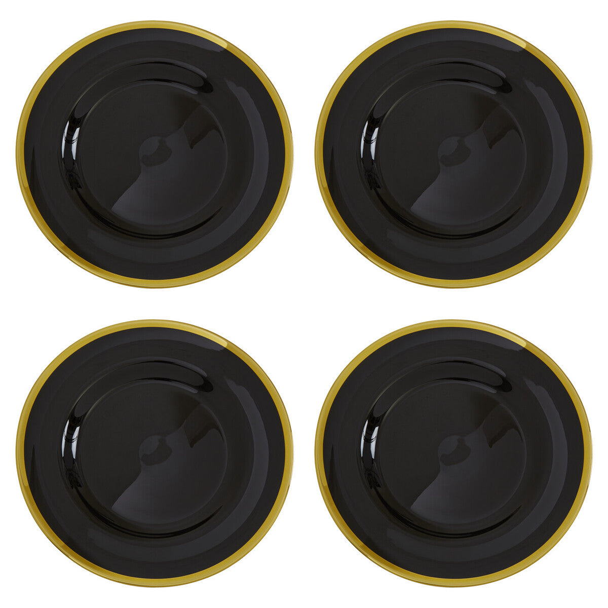 Set of Four Ida 33cm Dia Black Glass Charger Plates | Ida