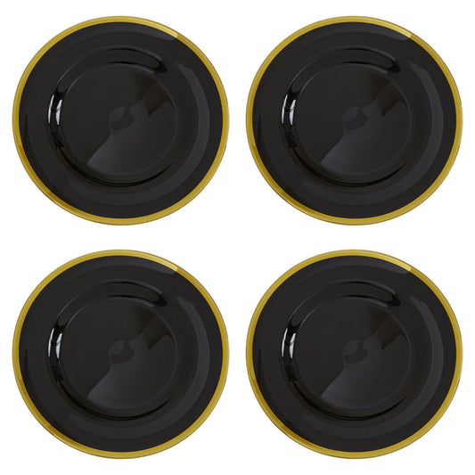 Set of Four Ida 33cm Dia Black Glass Charger Plates | Ida