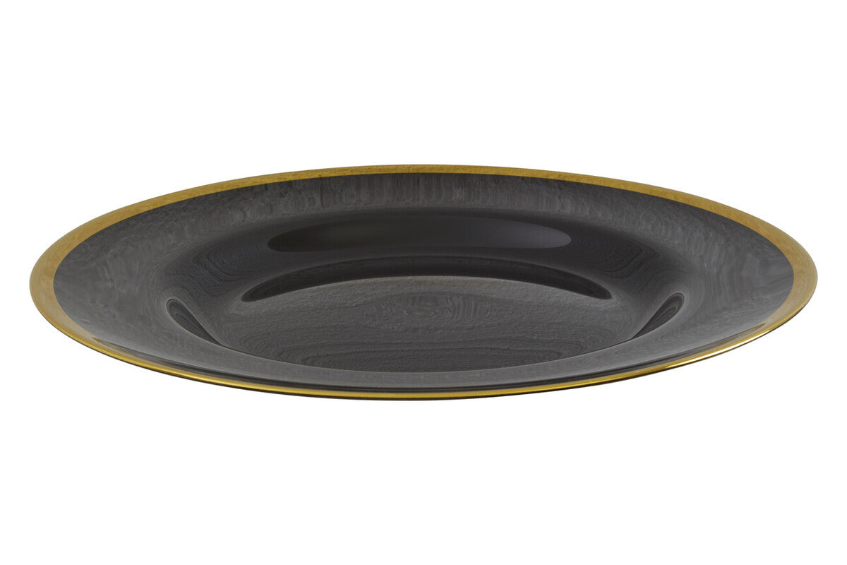 Set of Four Ida 33cm Dia Black Glass Charger Plates | Ida