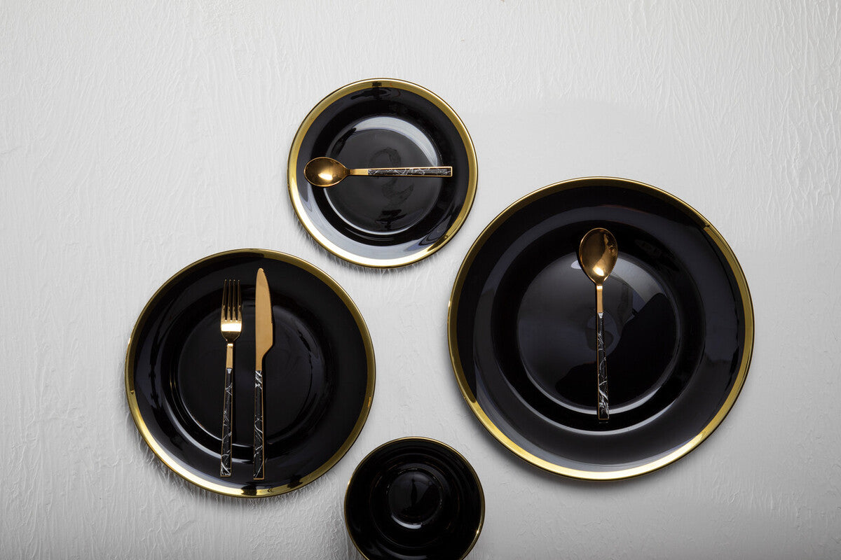Set of Four Ida 33cm Dia Black Glass Charger Plates | Ida