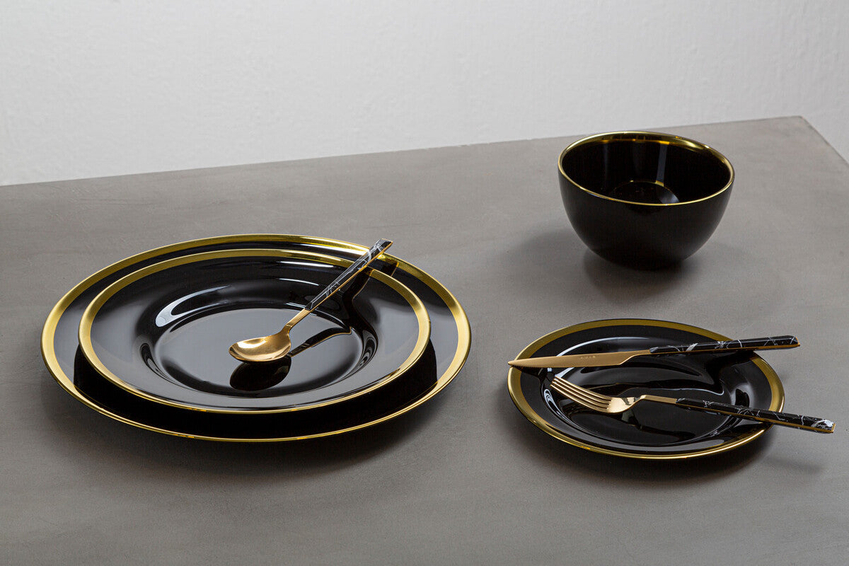 Set of Four Ida 33cm Dia Black Glass Charger Plates | Ida