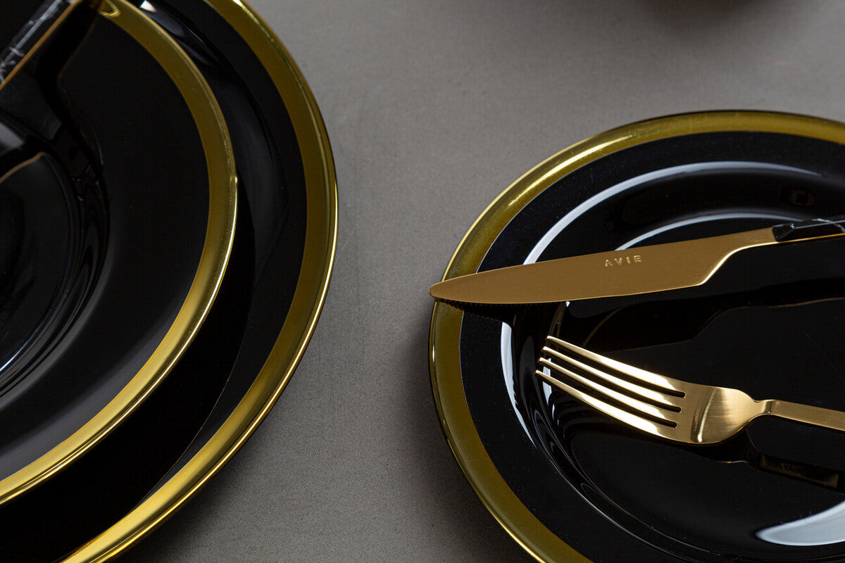 Set of Four Ida 33cm Dia Black Glass Charger Plates | Ida