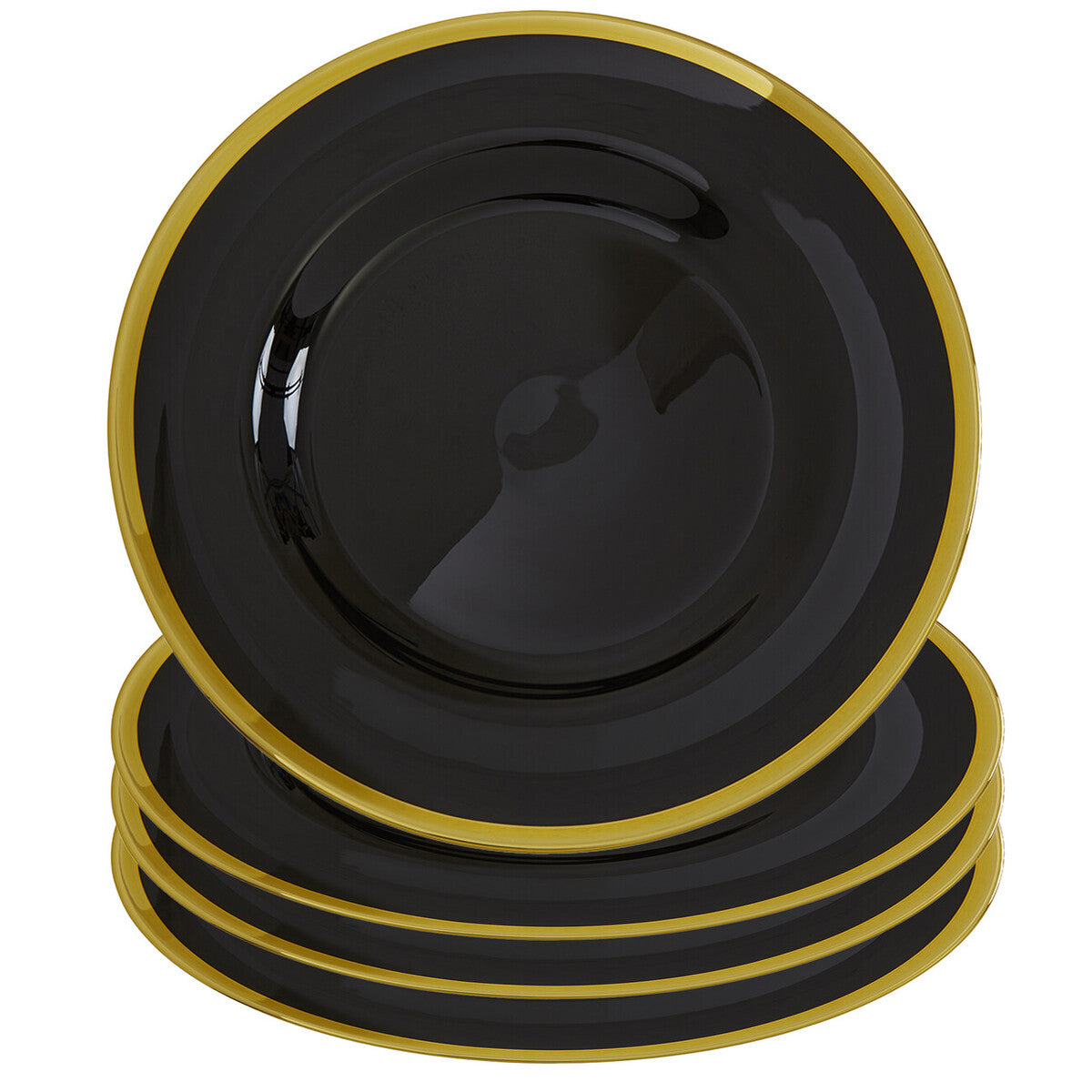 Set of Four Ida 33cm Dia Black Glass Charger Plates | Ida