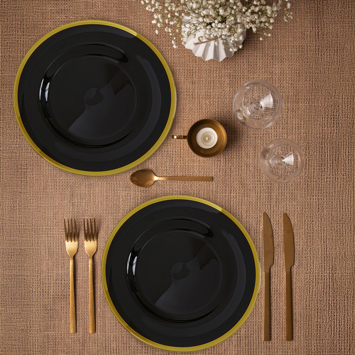 Set of Four Ida 33cm Dia Black Glass Charger Plates | Ida