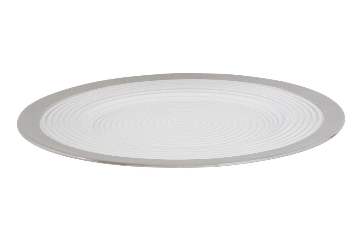 Set of Four 33cm Dia Embossed Charger Plates with Silver Rim | Ida