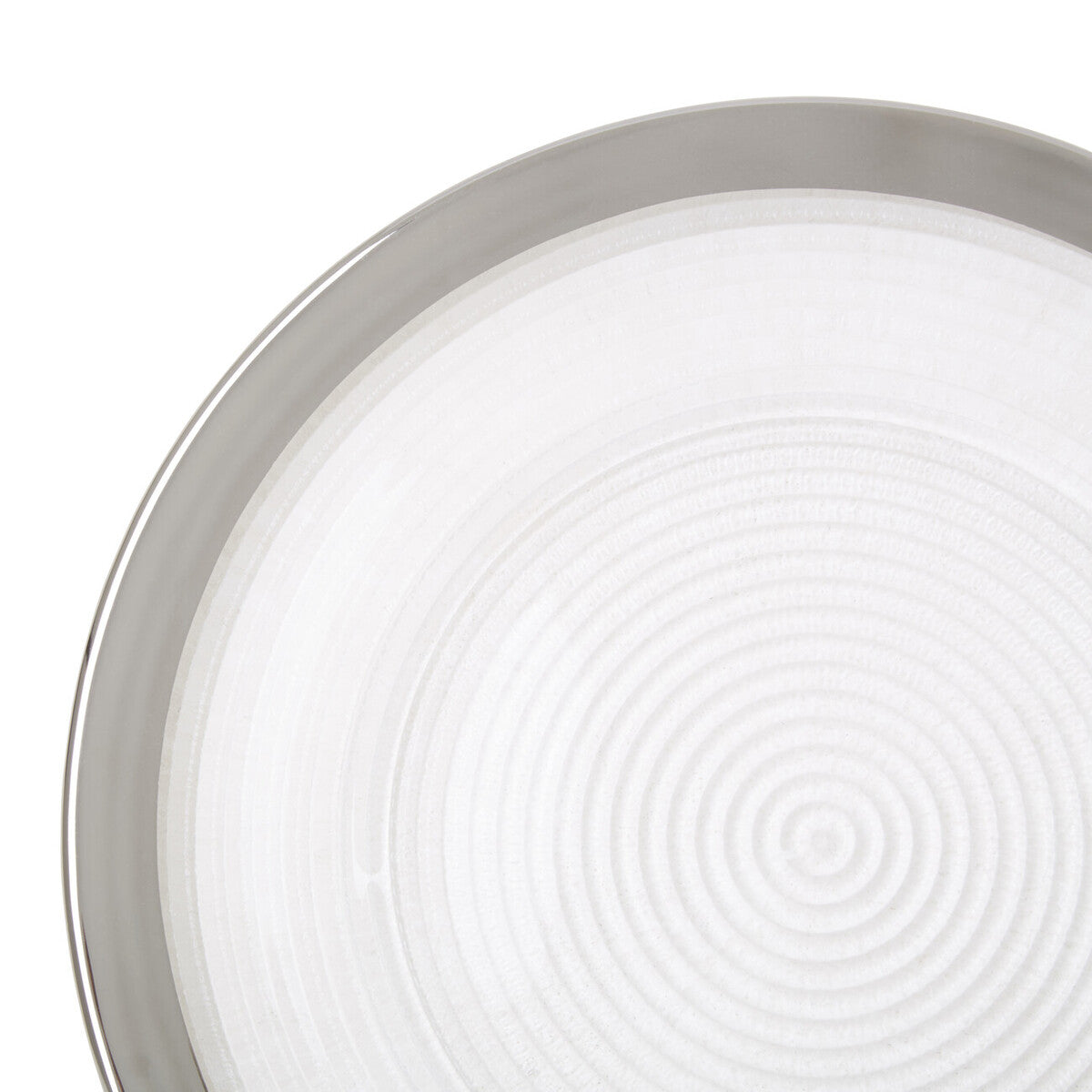 Set of Four 33cm Dia Embossed Charger Plates with Silver Rim | Ida