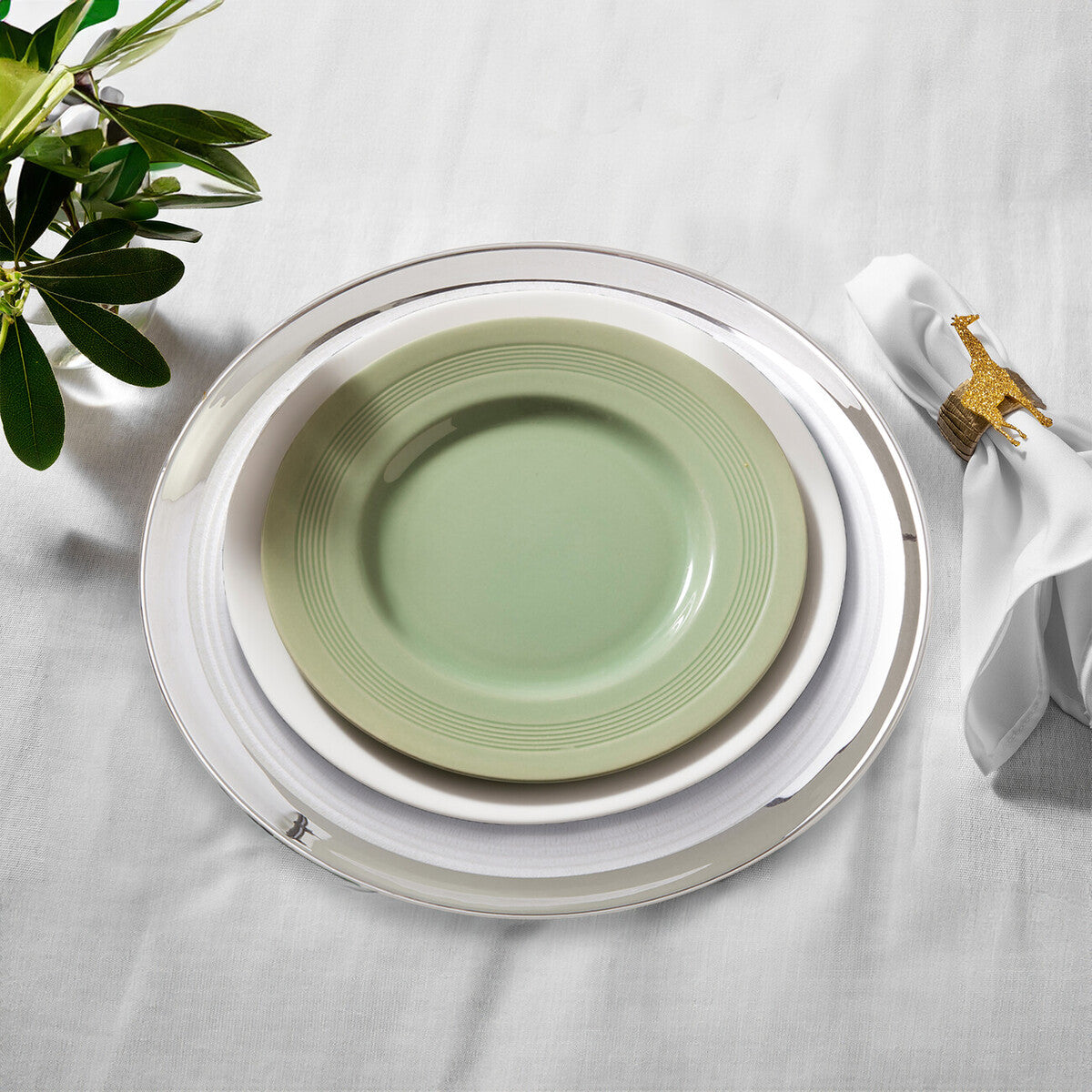 Set of Four 32cm Dia Embossed Coupe Charger Plates | Ida