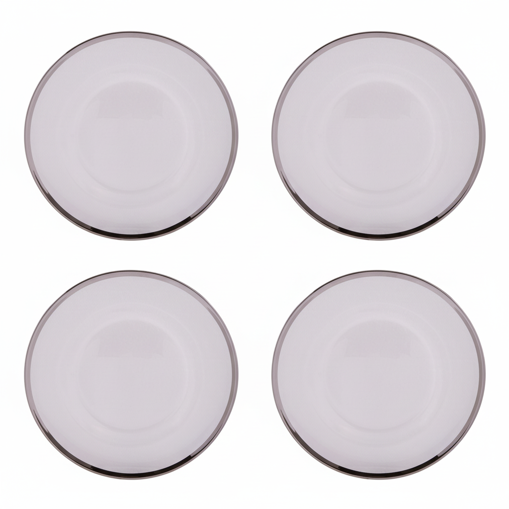Set of Four 33cm Dia Plain Charger Plates with Silver Rims | Ida
