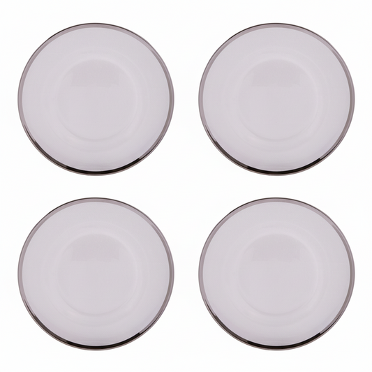 Set of Four 33cm Dia Plain Charger Plates with Silver Rims | Ida