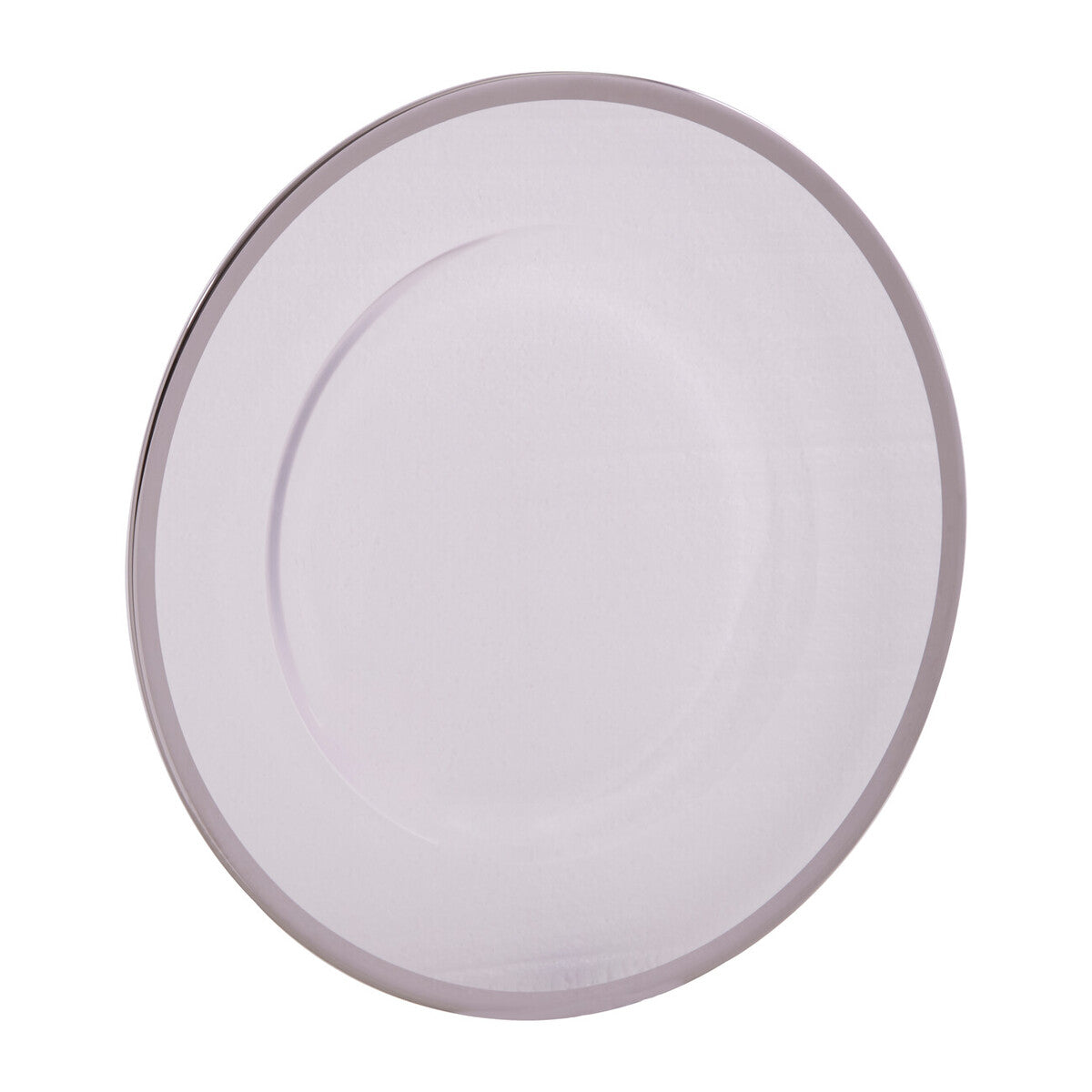 Set of Four 33cm Dia Plain Charger Plates with Silver Rims | Ida