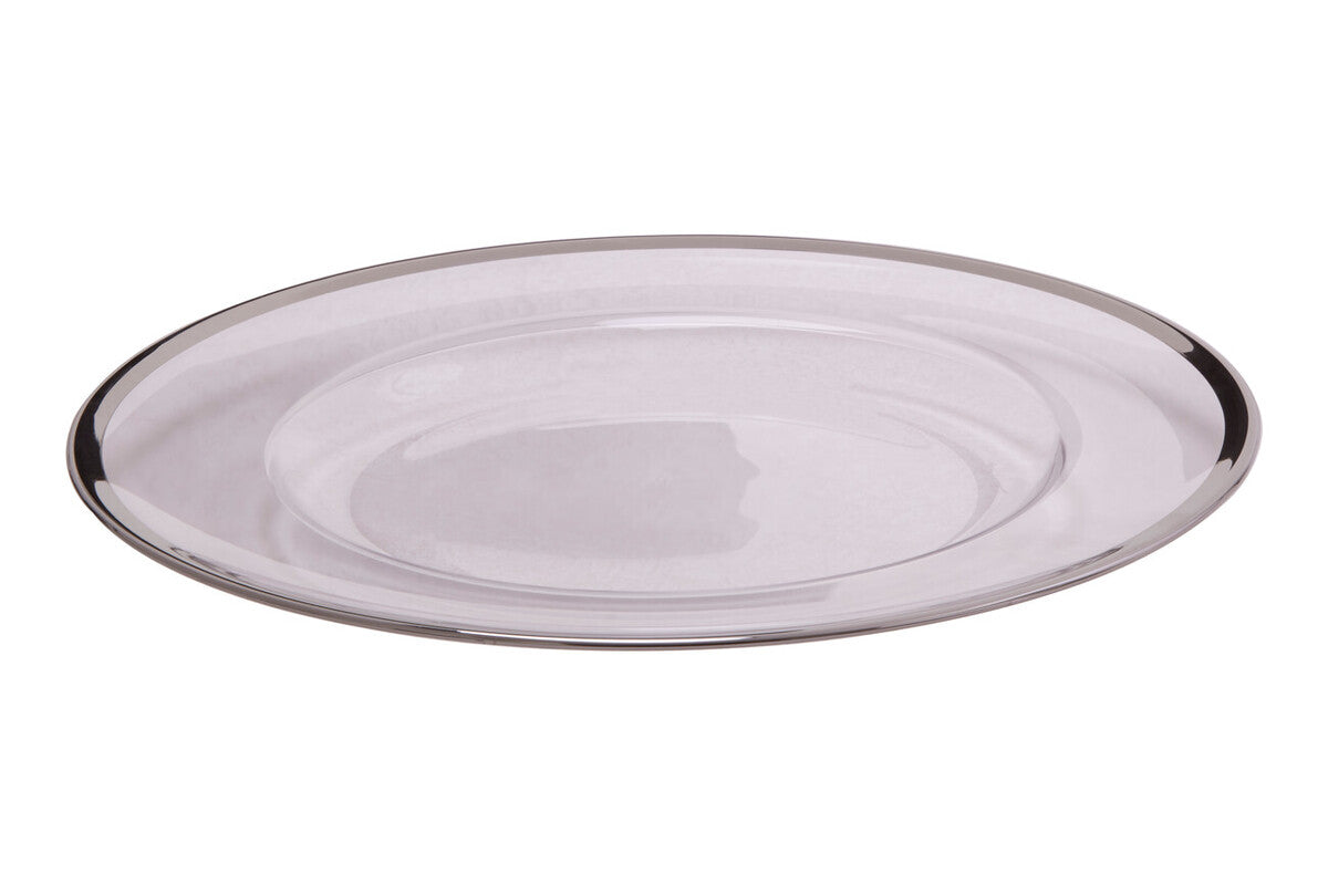 Set of Four 33cm Dia Plain Charger Plates with Silver Rims | Ida