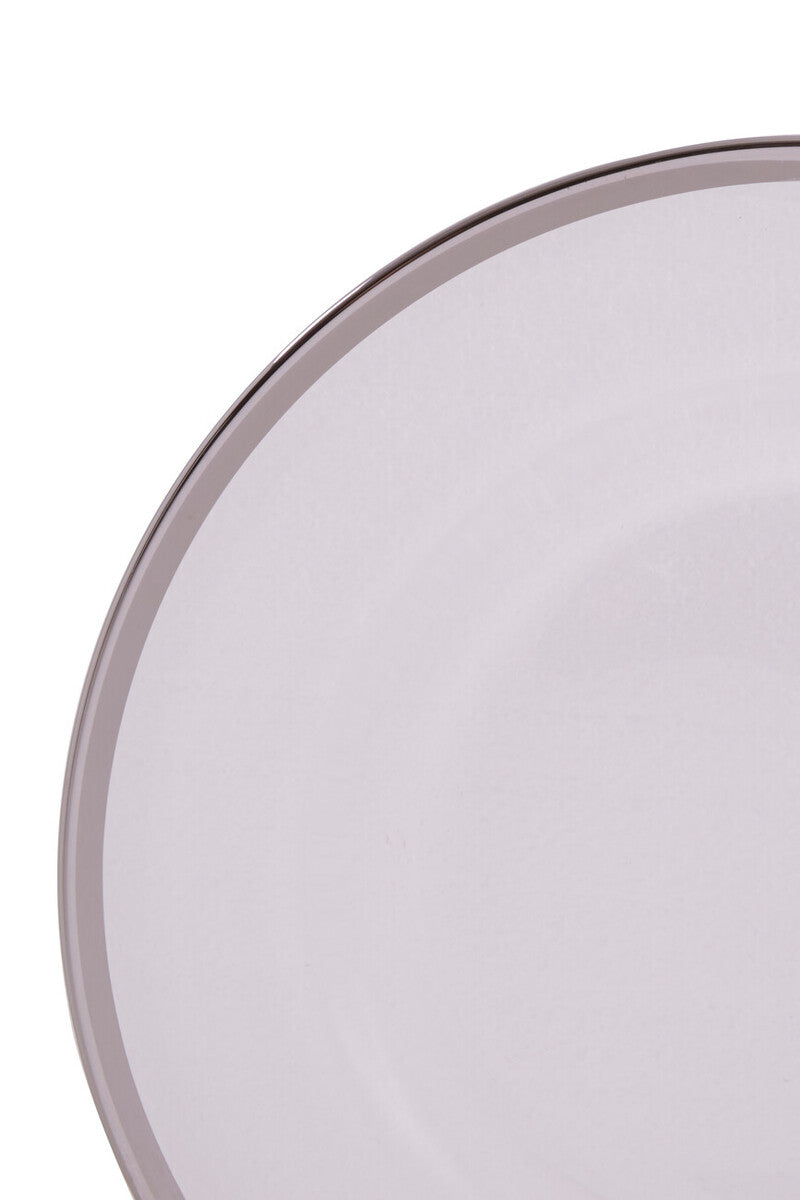 Set of Four 33cm Dia Plain Charger Plates with Silver Rims | Ida