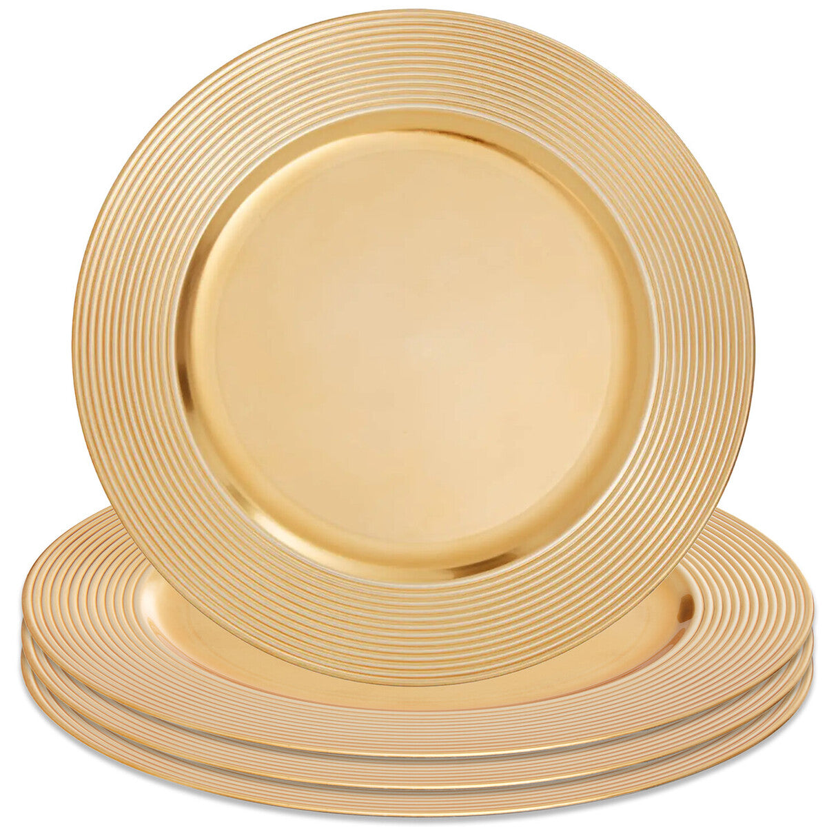 Gold Charger Plate with Ribbed Rim | Dia