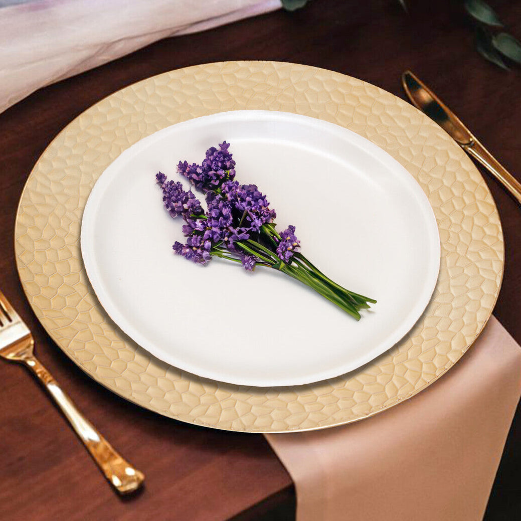 Gold Charger Plate with Hammered Rim | Dia