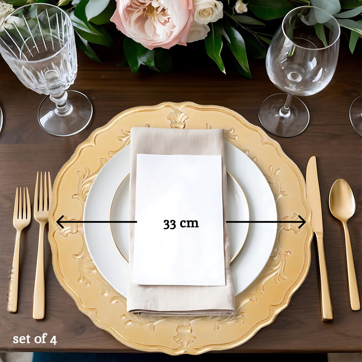 Gold Finish Baroque Charger Plate | Dia