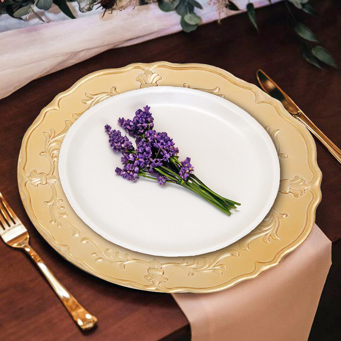 Gold Finish Baroque Charger Plate | Dia