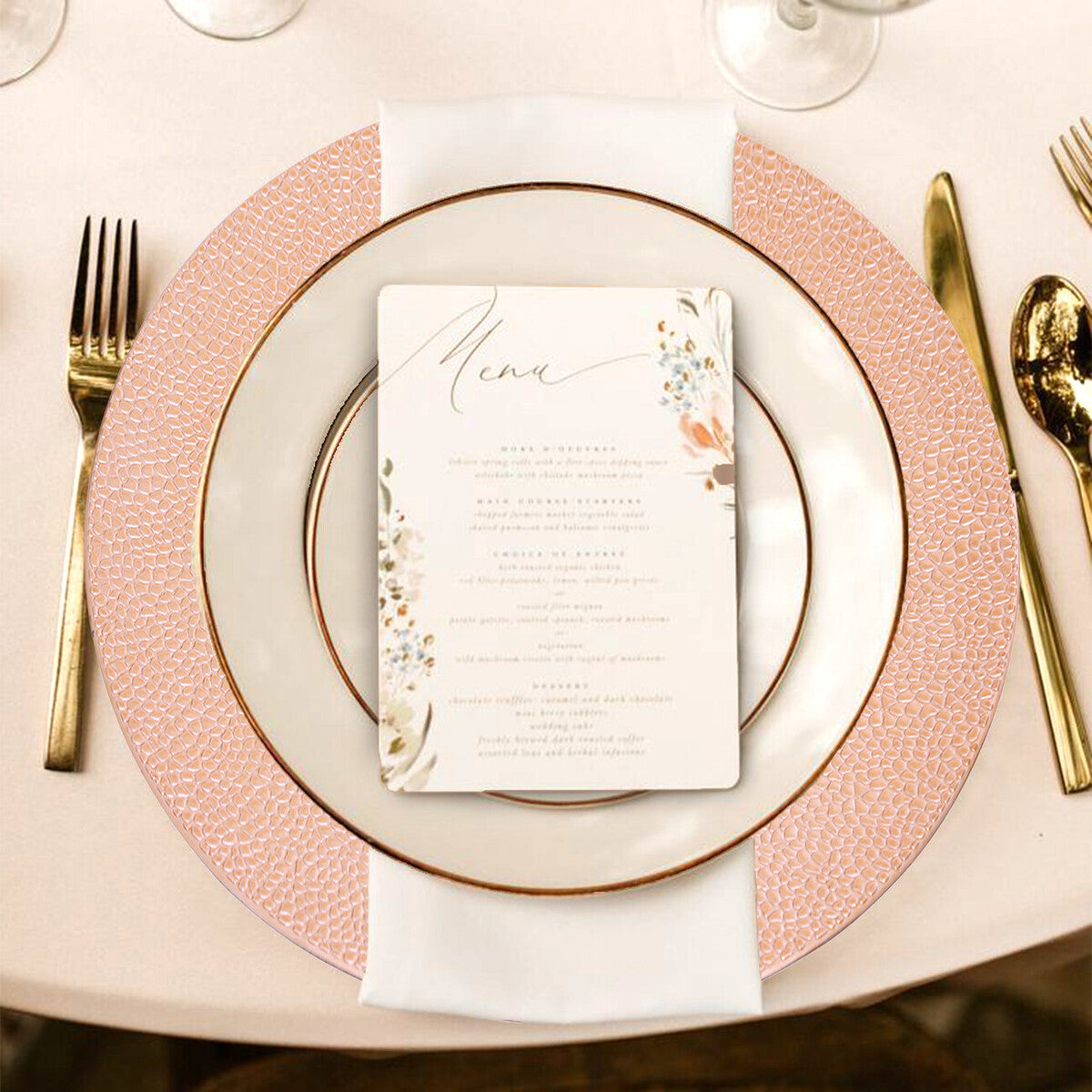 Rose Gold Pebble Effect Charger Plate | Dia