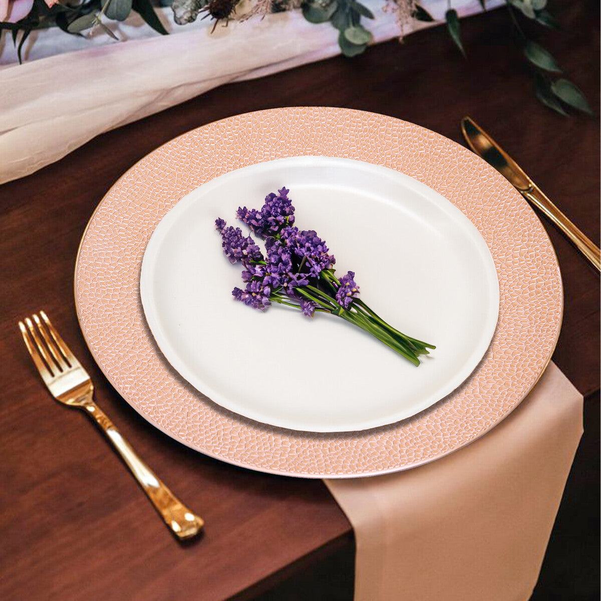 Rose Gold Pebble Effect Charger Plate | Dia