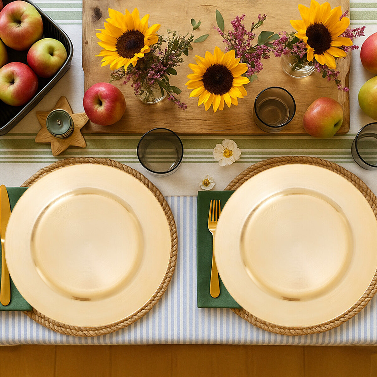 Gold Finish Flat Style Charger Plate | Dia