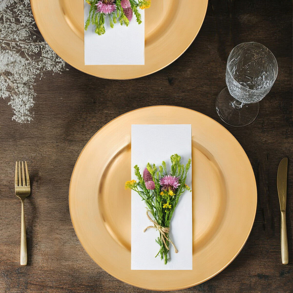Gold Finish Flat Style Charger Plate | Dia