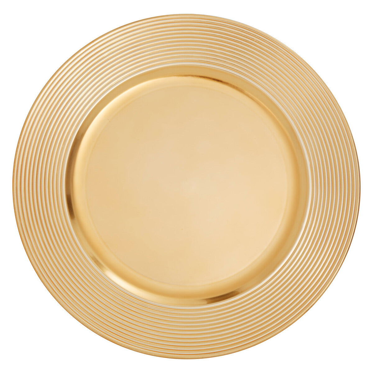Set of Four 33cm Gold Charger Plates with Ribbed Rims | Dia