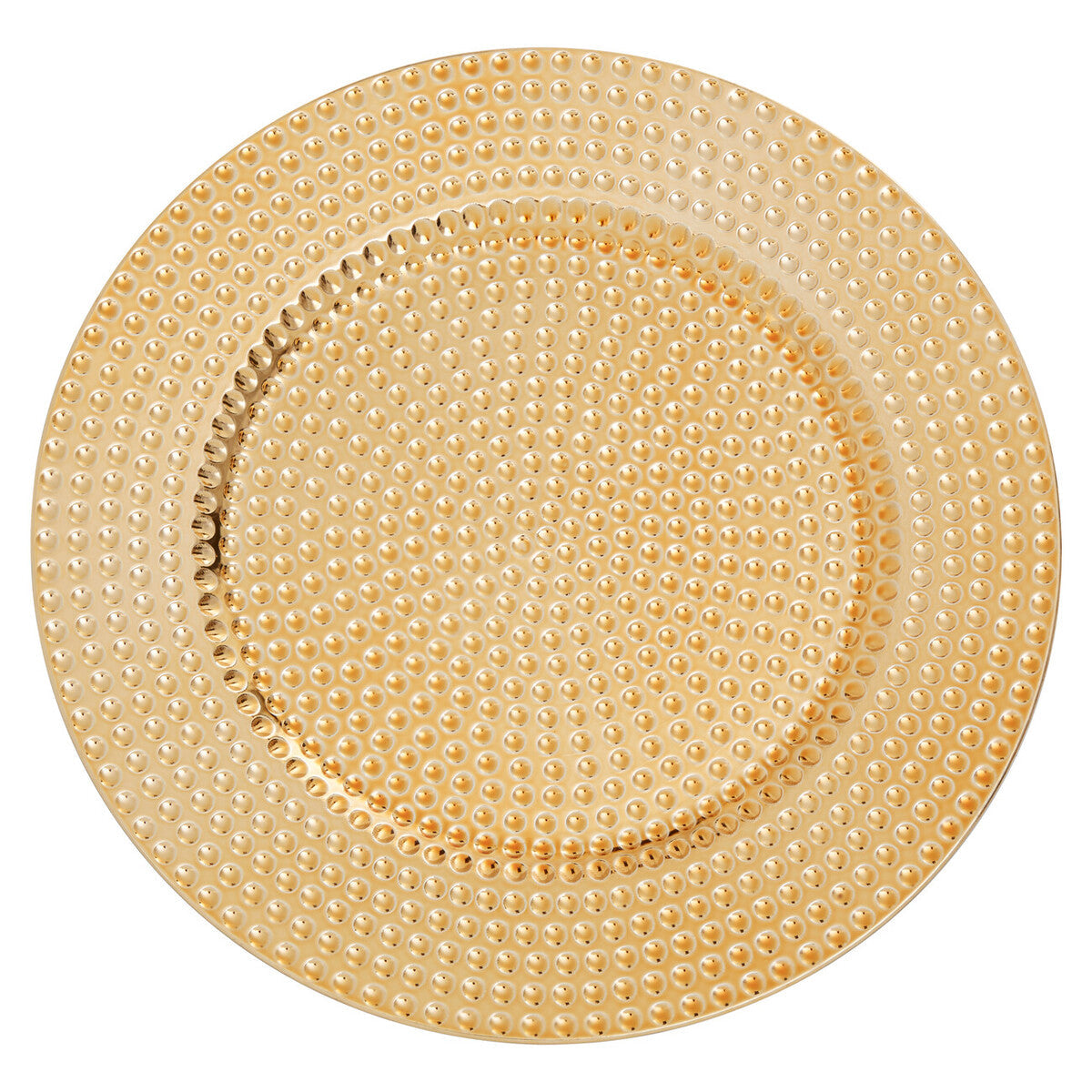 Set of Four 33cm Gold Finish Hammered Charger Plates | Dia