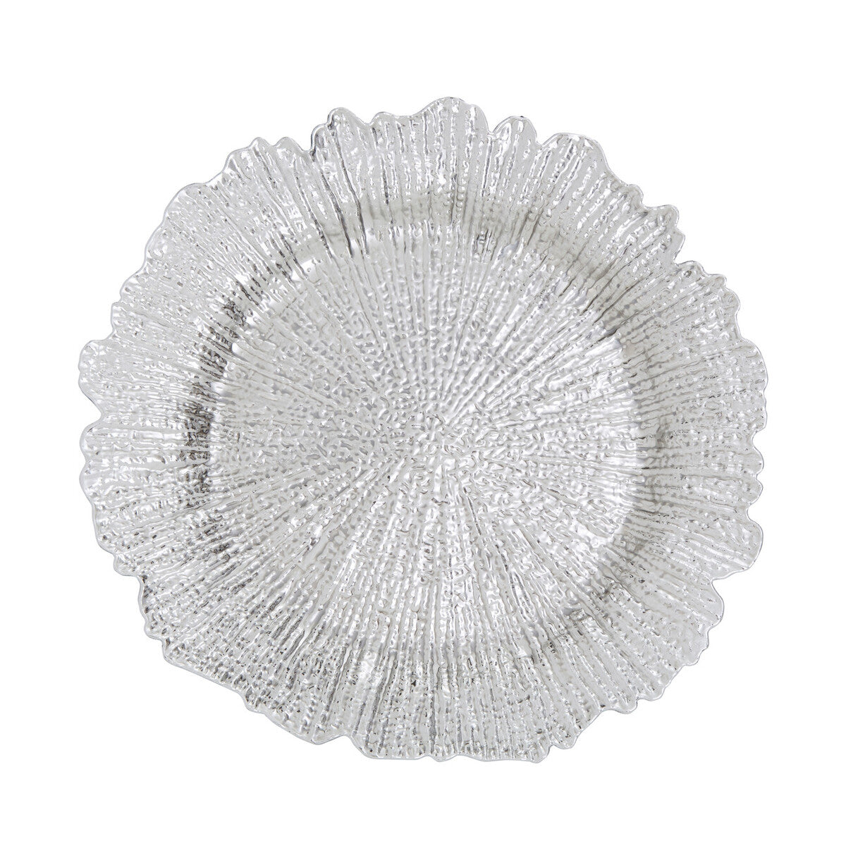Set of Four 33cm Silver Finish Reef Charger Plates | Dia
